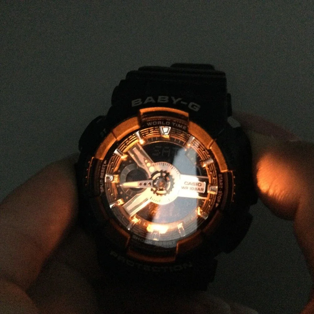 Casio Baby-G Watch Men BA-110XRG 43mm Black Rose Gold Tone New Battery